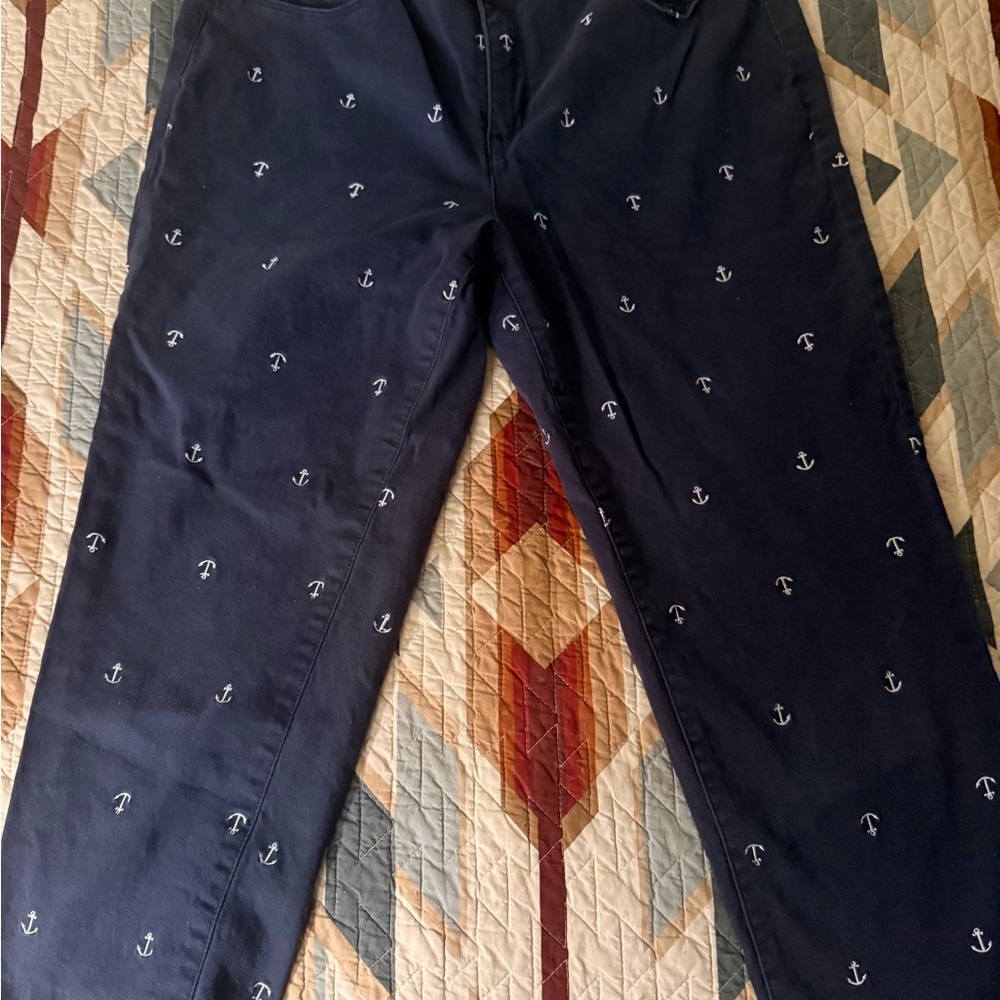 Charter Club Dark Blue capri Pants Vintage Anchors